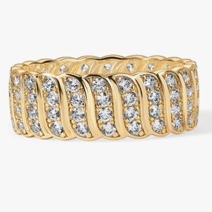14k Gold plated & CZ Wide Band Ring NWT